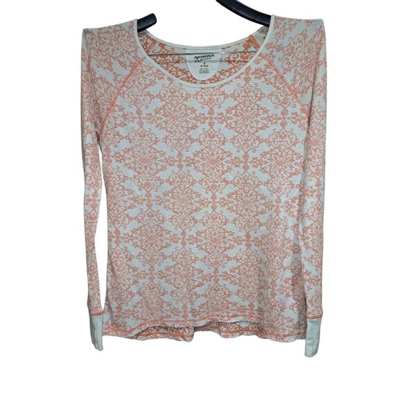 Arizona Jean Co Womens 1X Jr Plus Thermal Waffle Knit Long Sleeve Top Orange - Picture 1 of 7